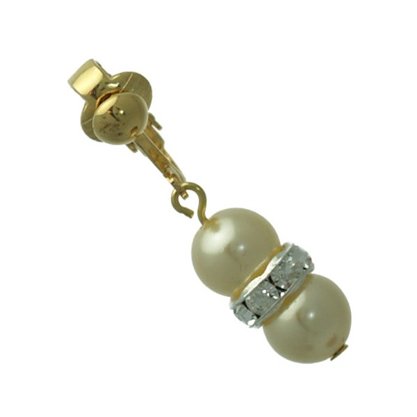 Joasia Gold plated Cream faux Pearl Crystal Clip On Earrings