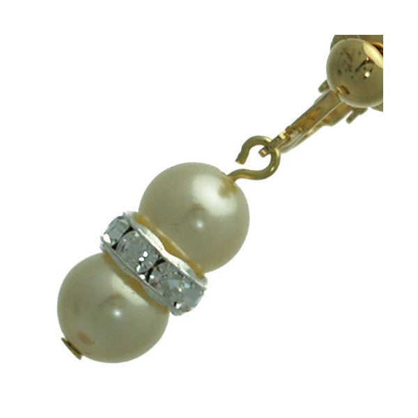 Joasia Gold plated Cream faux Pearl Crystal Clip On Earrings