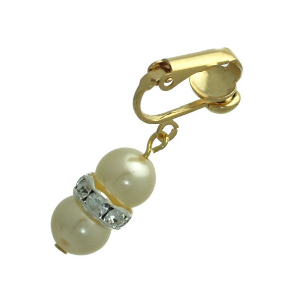 Joasia Gold plated Cream faux Pearl Crystal Clip On Earrings