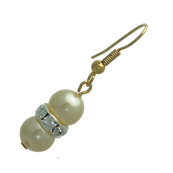 Joasia Gold tone Cream faux Pearl Crystal Hook Earrings