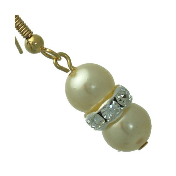 Joasia Gold tone Cream faux Pearl Crystal Hook Earrings