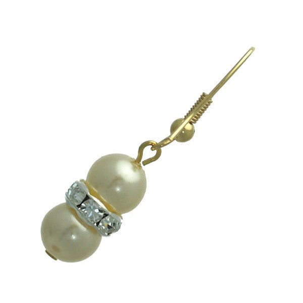 Joasia Gold tone Cream faux Pearl Crystal Hook Earrings