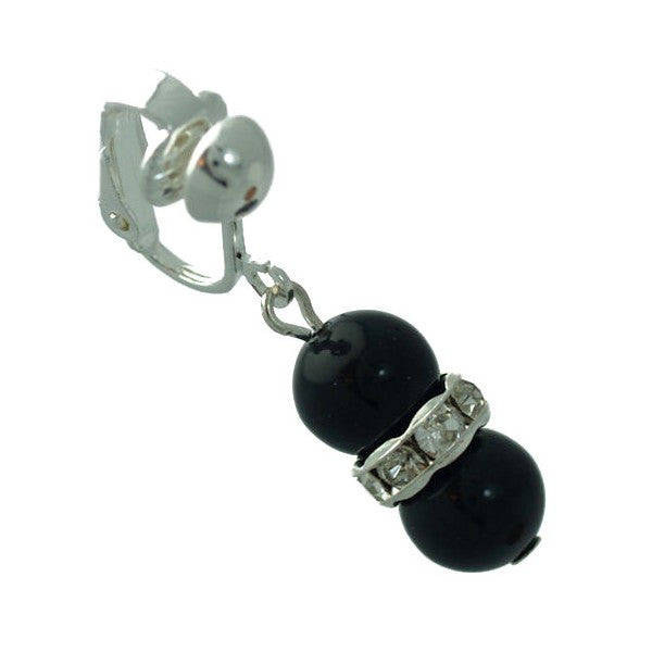 Joasia Silver plated Black Crystal Clip On Earrings