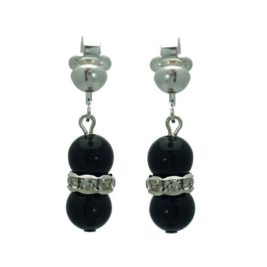 Joasia Silver plated Black Crystal Clip On Earrings