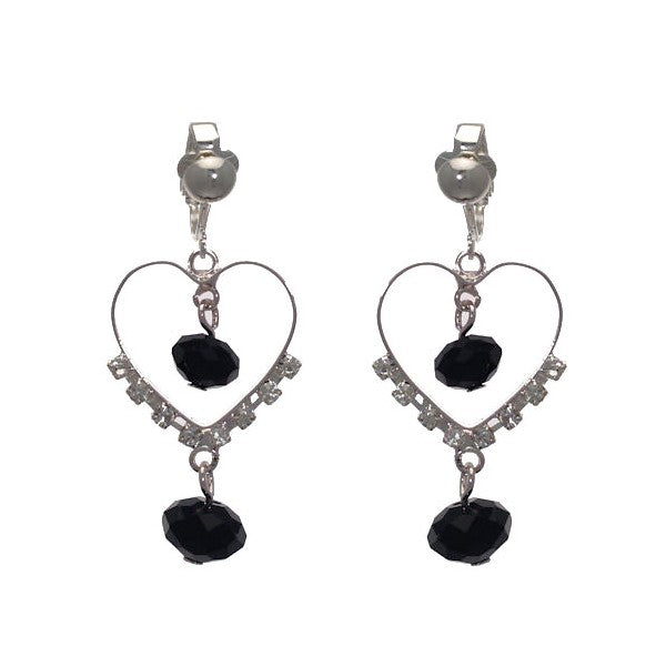 Jovial Silver plated Jet Crystal Clip On Earrings
