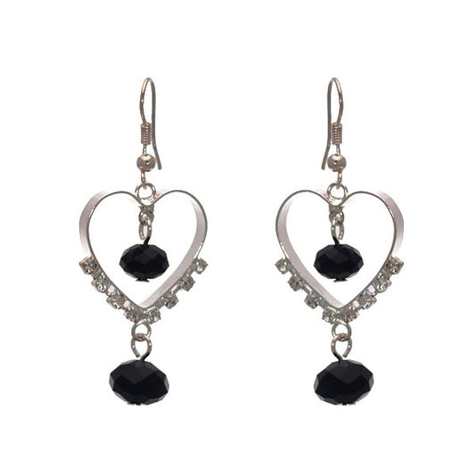 Jovial Silver tone Jet Crystal Hook Earrings