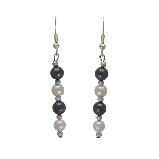 Jules Black White Drop Hook Earrings