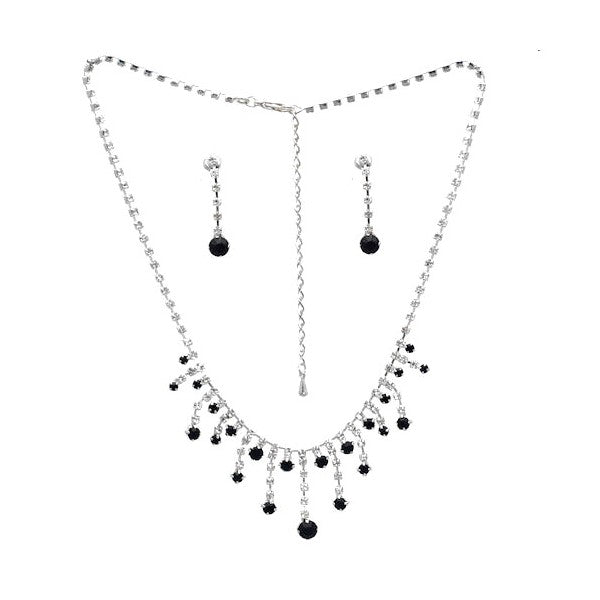 Julietta Silver tone Plated Jet Crystal Necklace Set