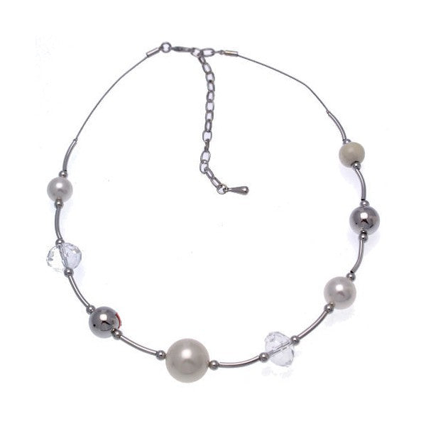 Justise Silver tone faux Pearl Crystal Choker Necklace