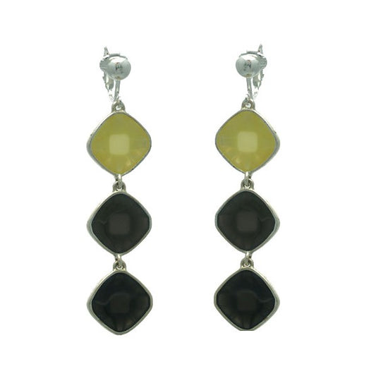 Kachina Silver plated Grey Lemon Clip On Earrings