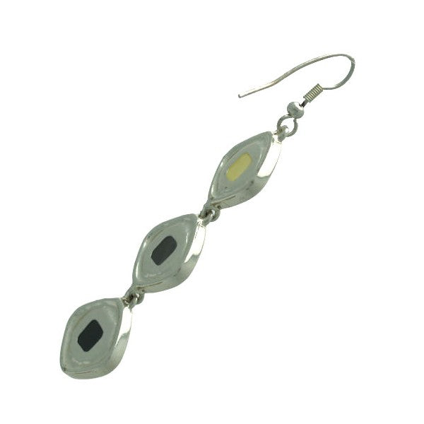 Kachina Silver tone Grey Lemon Hook Earrings