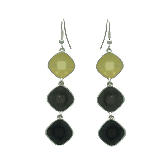 Kachina Silver tone Grey Lemon Hook Earrings