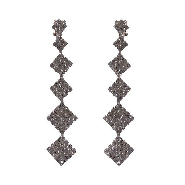 KAITLYN Silver tone Crystal Clip On Earrings