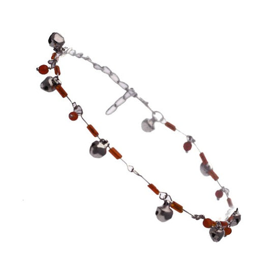 Kalyani Silver tone Orange Ankle Chain