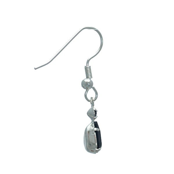 KANDACE Silver Plated Jet Crystal Hook Earrings