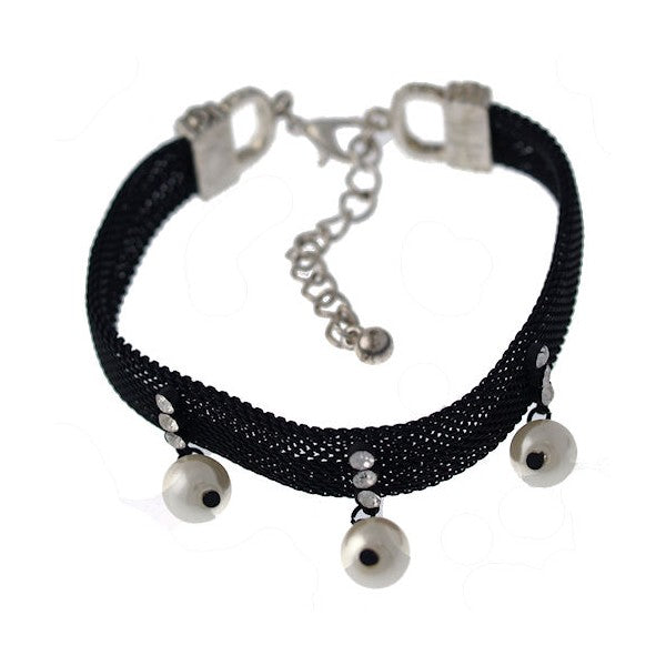 Kande Black faux Pearl Crystal Bracelet