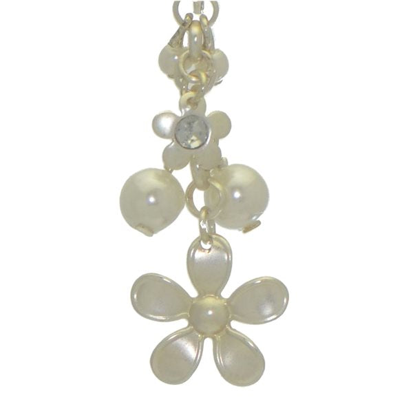 KAROLIN silver plated flower and faux pearl clip on earrings