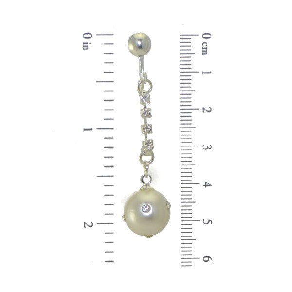 KASEY Silver plated faux Pearl Crystal Clip On Earrings