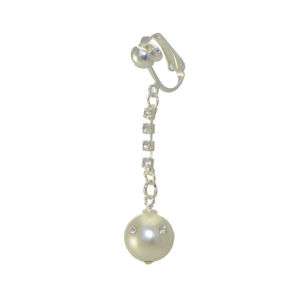 KASEY Silver plated faux Pearl Crystal Clip On Earrings