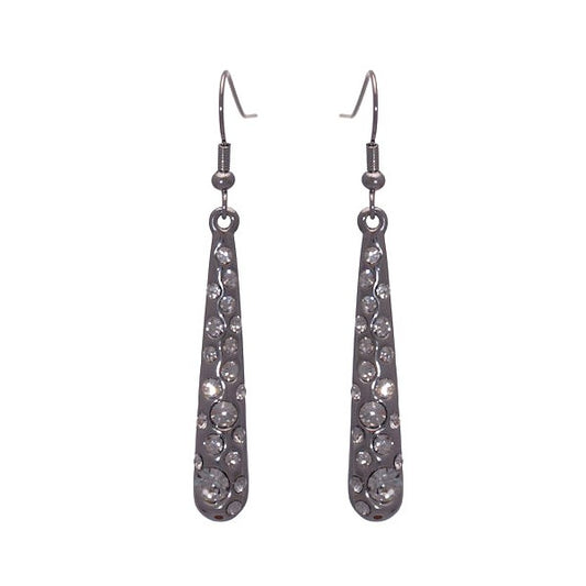 KATALIN Silver tone Crystal Hook Earrings