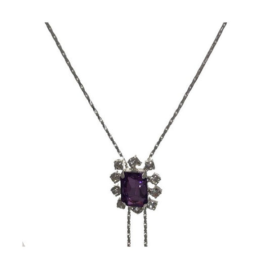 KATHLYN Silver Plated Amethyst Crystal Slider Necklace