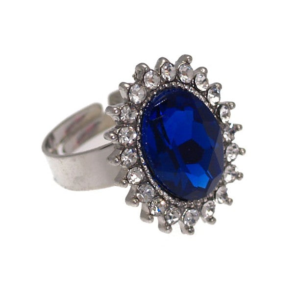 Kayt Silver tone Sapphire Crystal Fashion Ring