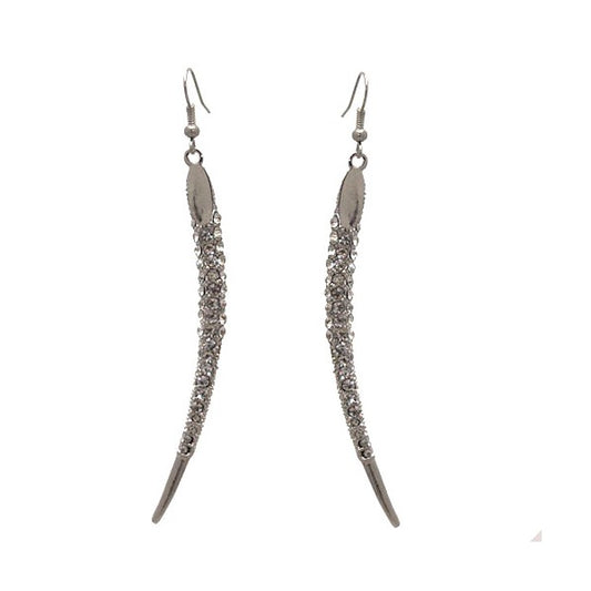 KEIKO Silver tone Crystal Hook Earrings