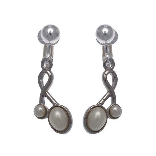 Keshia Silver tone White faux Pearl Clip On Earrings