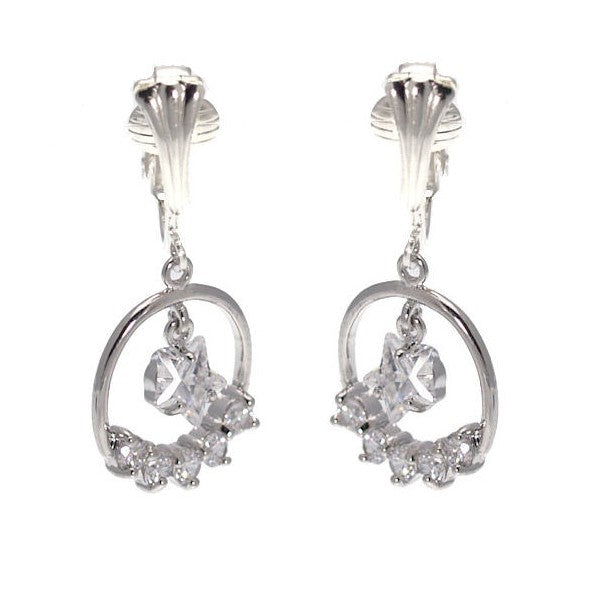 Kimora Silver Plated Crystal Clip On Earrings