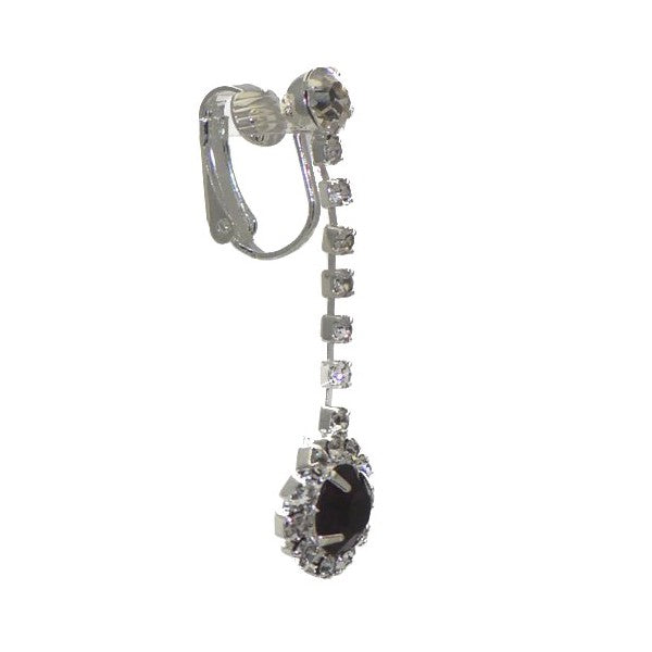 KIRILEE Silver tone Amethyst Crystal Clip On Earrings