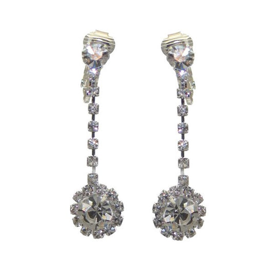 KIRILEE  Silver tone Clear Crystal Clip On Earrings