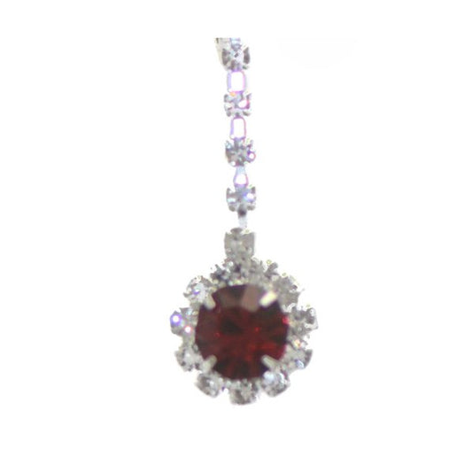 KIRILEE Silver tone Ruby Crystal Clip On Earrings