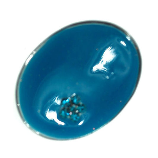 KRG 0008T Pewter Turquoise Crystal Adjustable Fashion Ring