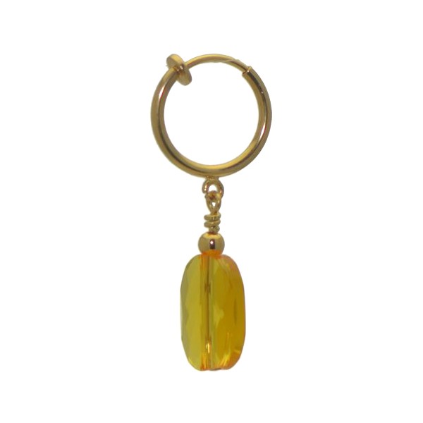L'OVALE CERCEAU Gold Plated Oval Crystal Light Topaz Clip On Earrings