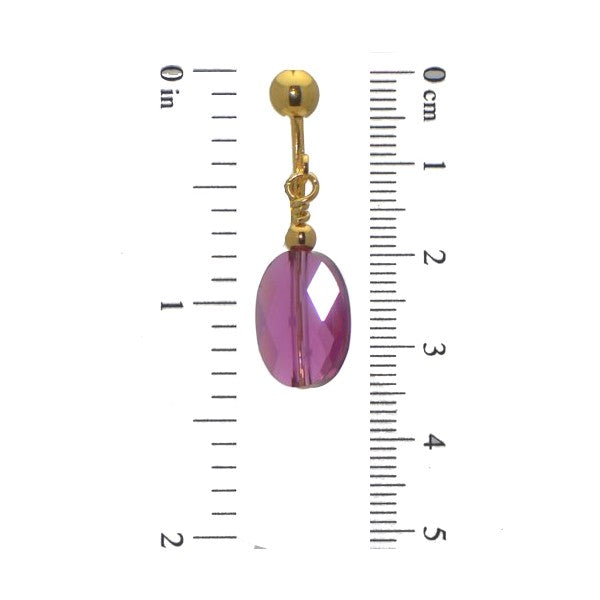 L'OVALE Gold Plated Oval Crystal Fuchsia Clip On Earrings