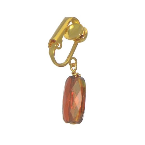 L'OVALE Gold Plated Red Magma Oval Crystal Clip On Earrings