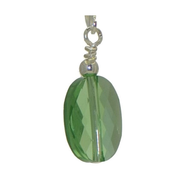 L'OVALE Silver Plated Oval Peridot Crystal Clip On Earrings