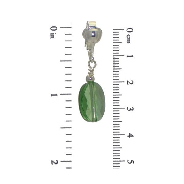 L'OVALE Silver Plated Oval Peridot Crystal Clip On Earrings