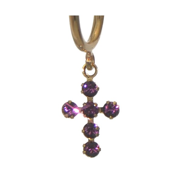 LA CROIX CERCEAU Gold Plated Amethyst Purple Crystal Clip On Earrings