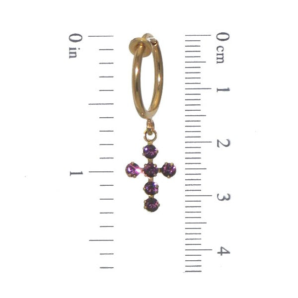 LA CROIX CERCEAU Gold Plated Amethyst Purple Crystal Clip On Earrings