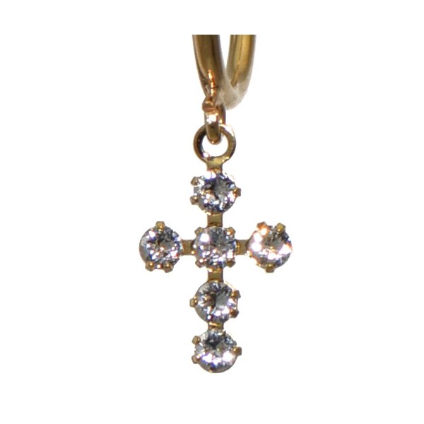 LA CROIX CERCEAU Gold Plated Clear Crystal Cross Clip On Earrings