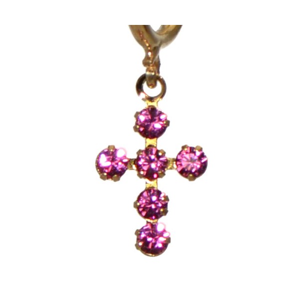 LA CROIX CERCEAU Gold Plated Rose Crystal Cross Clip On Earrings