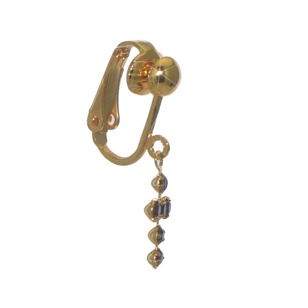 LA CROIX Gold Plated Amethyst Purple Crystal Clip On Earrings