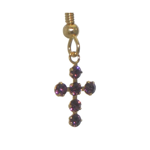 LA CROIX Gold Plated Amethyst Purple Crystal Hook Earrings