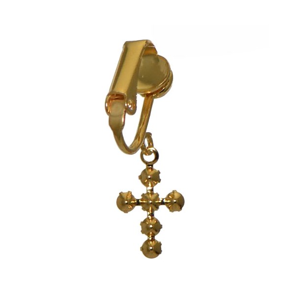 LA CROIX Gold Plated Rose Crystal Cross Clip On Earrings