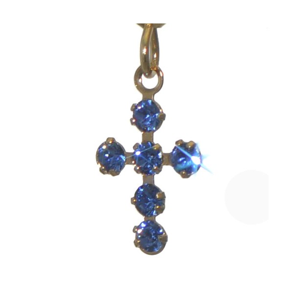 LA CROIX Gold Plated Sapphire Blue Crystal Cross Hook Earrings