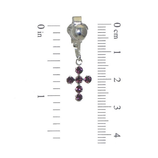 LA CROIX Silver Plated Amethyst Purple Crystal Clip On Earrings