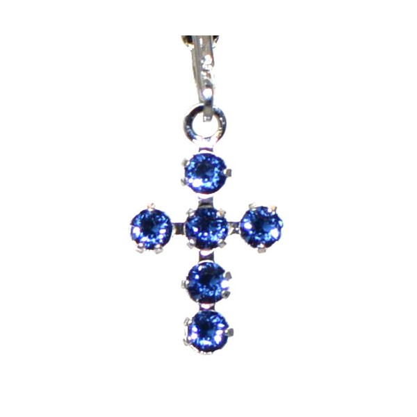 LA CROIX Silver Plated Sapphire Crystal Cross Clip On Earrings