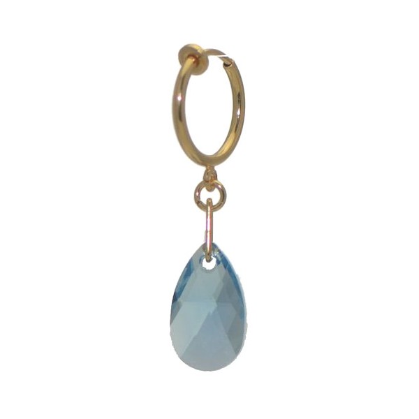 LA POIRE CERCEAU Gold Plated Aquamarine Crystal Clip On Earrings