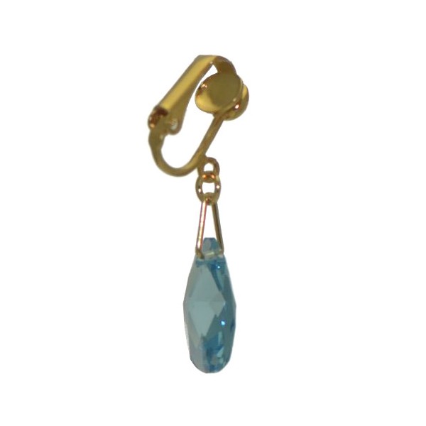 LA POIRE Gold Plated Aquamarine Crystal Clip On Earrings